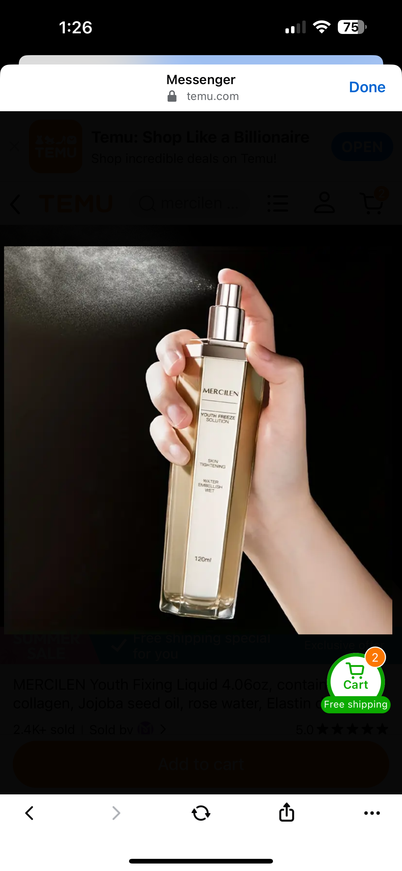 Luxury facial mist