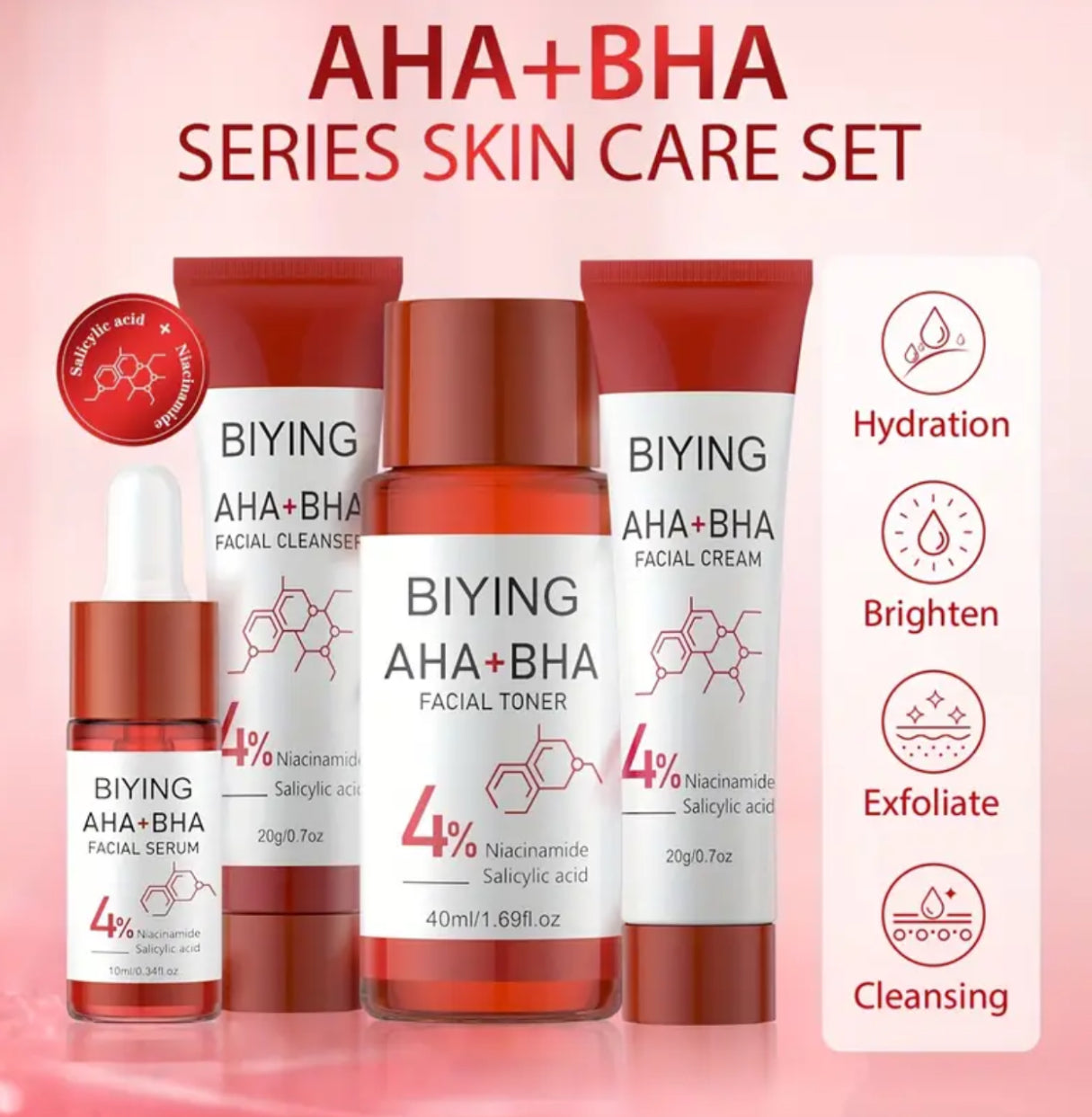 4 pc AHA & BHA skin care set